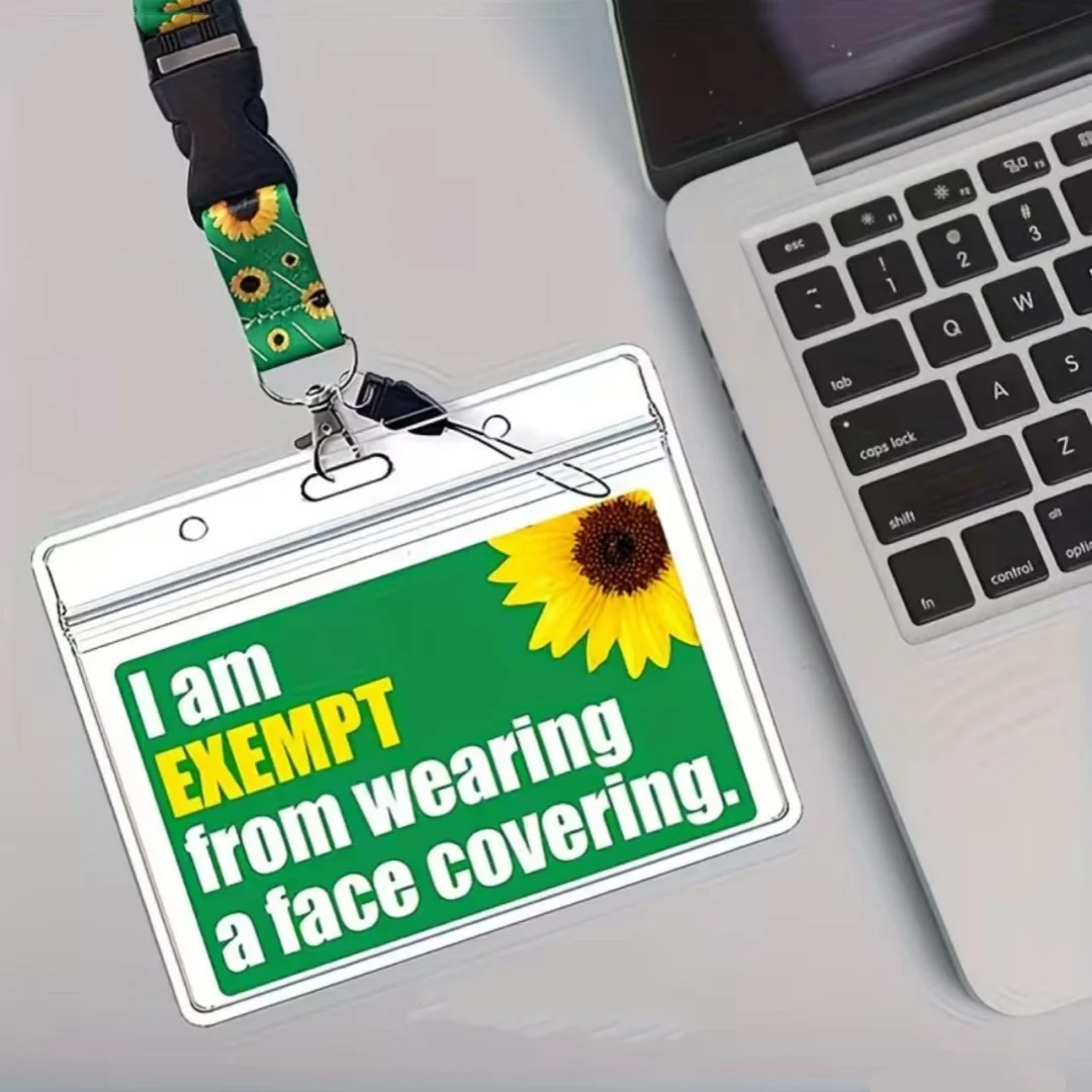 

2/4 Pieces of Vibrant Sunflower Lanyards with Id Badge Holder - Durable Pvc, Green with Yellow and Black Flowers, Perfect for Teachers, Nurses, and Students