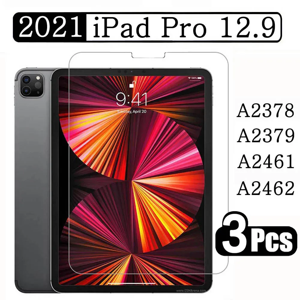 

(3 Pack) Tempered Glass For Apple iPad Pro 12.9 2021 A2378 A2379 A2461 A2462 5th Generation Screen Protector Tablet Film