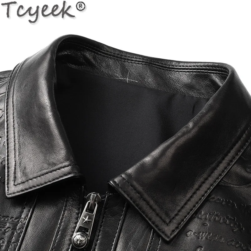 Tcyeek Genuine Leather Jacket Men Business Casual Top Layer Sheepskin Coat Spring Autumn Clothes 2025 Mens Jackets Jaqueta Couro