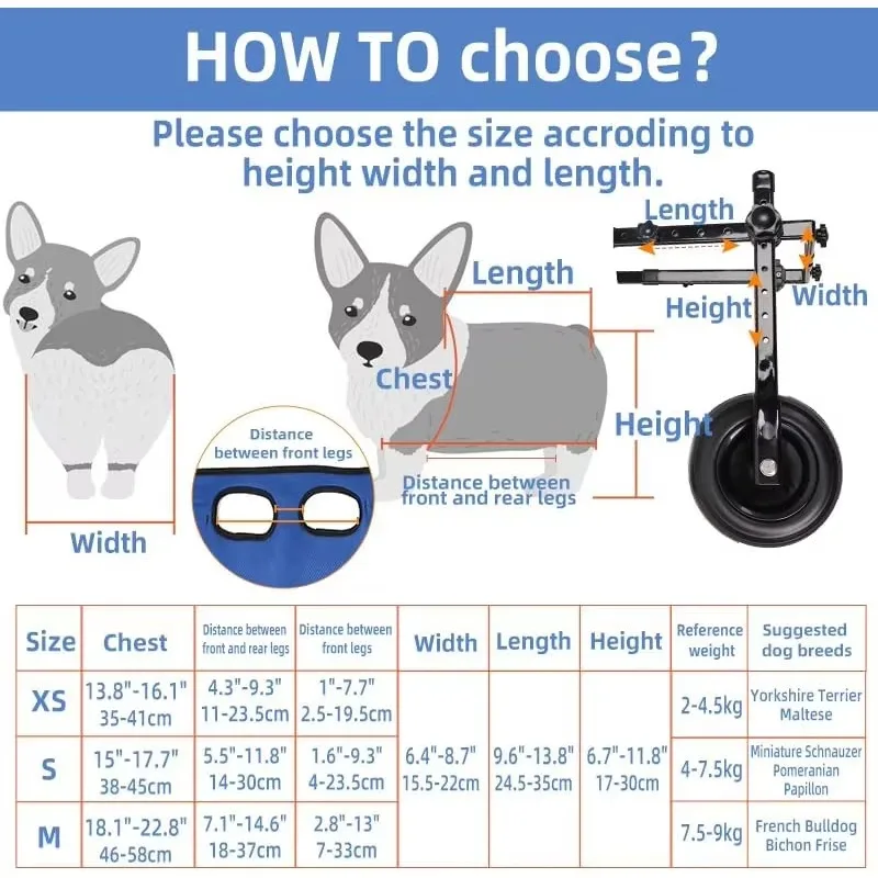 Support Mobility Aid for Disabled Pets for Small Dogs Adjustable Small Dog Wheel chair with Plastic Leg Brace Hip view 3