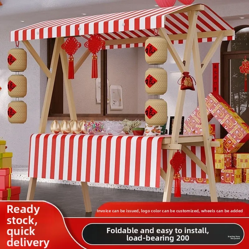 Booth display stand Foldable stall mobile, outdoor market Night market Portable promotion Float wooden frame