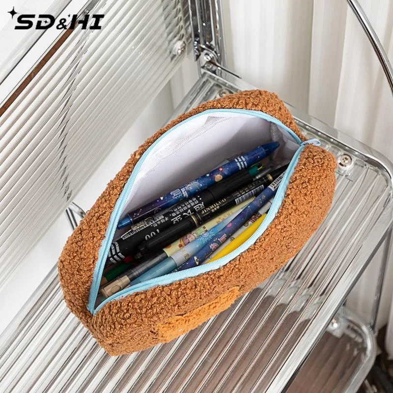 Cute Cartoon Plush Rabbit Bear Pencil Case Multifunction Creative Large Capacity Plush Pen Bag Supplies Stationery Storage Bag