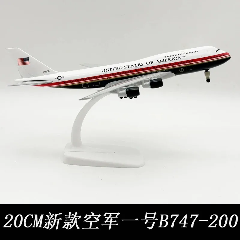 20CM Metal Aircraft Model US Air Force One B747-200 Diecast Airplane with Stand & Wheel Collectible for Aviation Enthusiast Gift