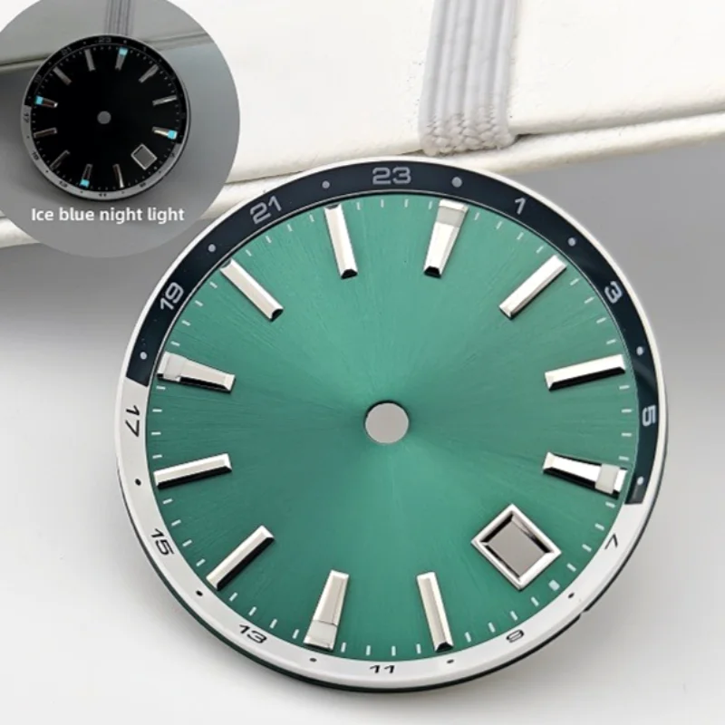 

New 32mm Watch Dial with Inner Shadow Ring Ice Blue Luminous Mechanical Watch Dial for NH34 NH35 Movement
