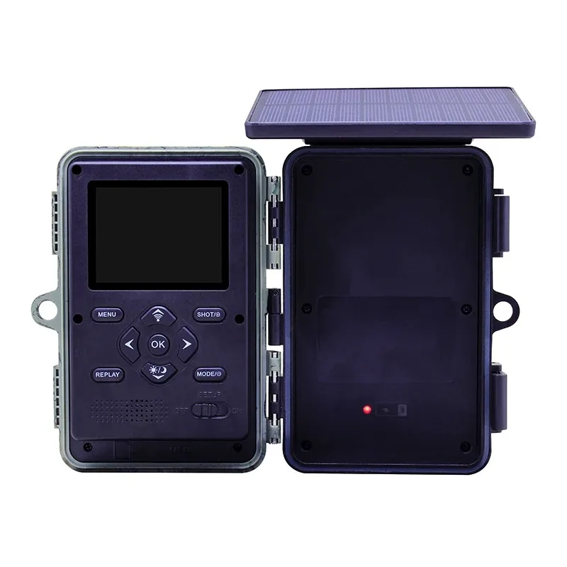 60MP Trap APP WIFI Dual Lens Solar Battery Power 0.3S Speed Outdoor 65ft Detection Range 4K Wild Hunting Trail Camera
