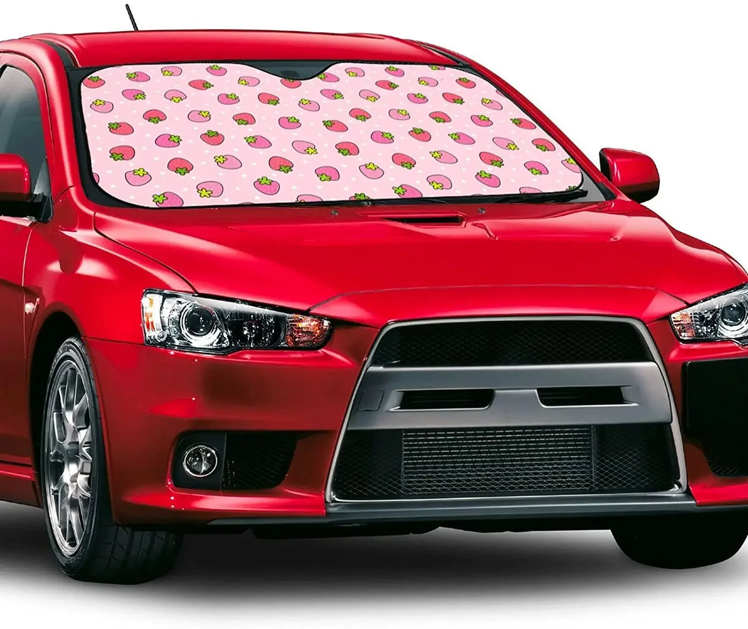 Dujiea Car Front Window Sunshade, Pink Strawberry Foldable Auto Windshield Sun Shade Uv Heat Sun Visor Protector-Keeps Your Vehi