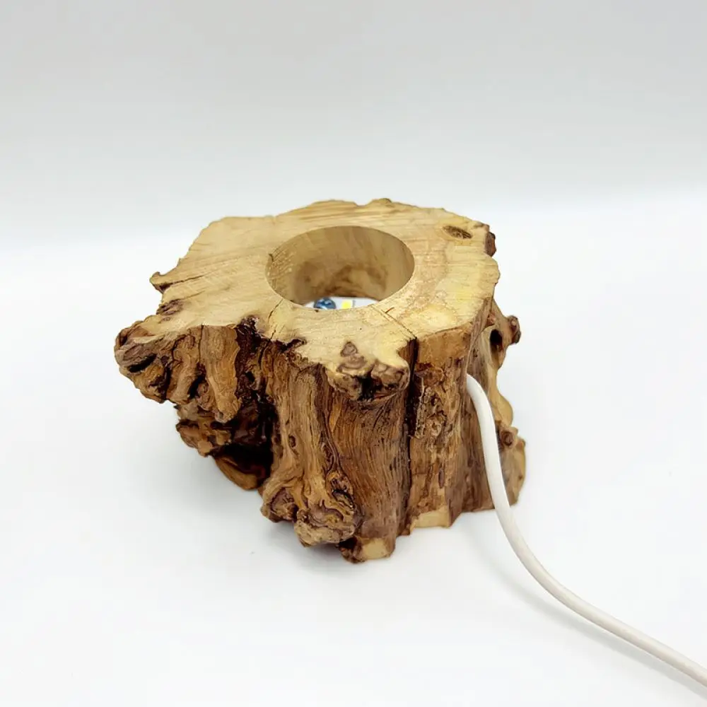 Creative Root Wood LED Light Base For Sphere Display Stand USB Powered Decorative Home Ornament Artistic Night Lamp