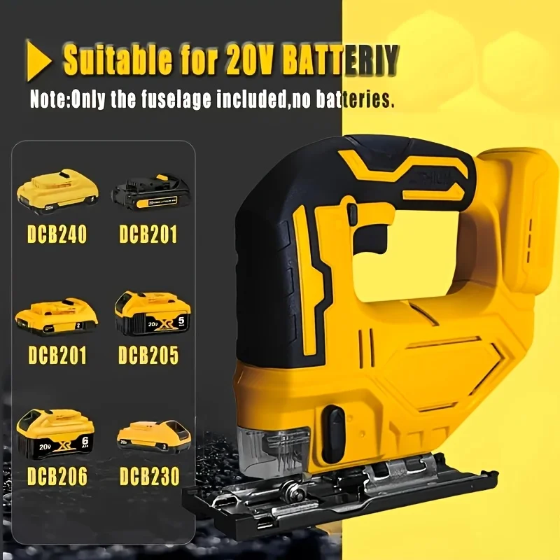 منشار كهربائي لاسلكي، أداة منشار كهربائي متوافقة مع بطارية ديوالت 20 فولت، ضوء عمل LED وزر أمان، 4 شفرات، Bl بدون أدوات #5