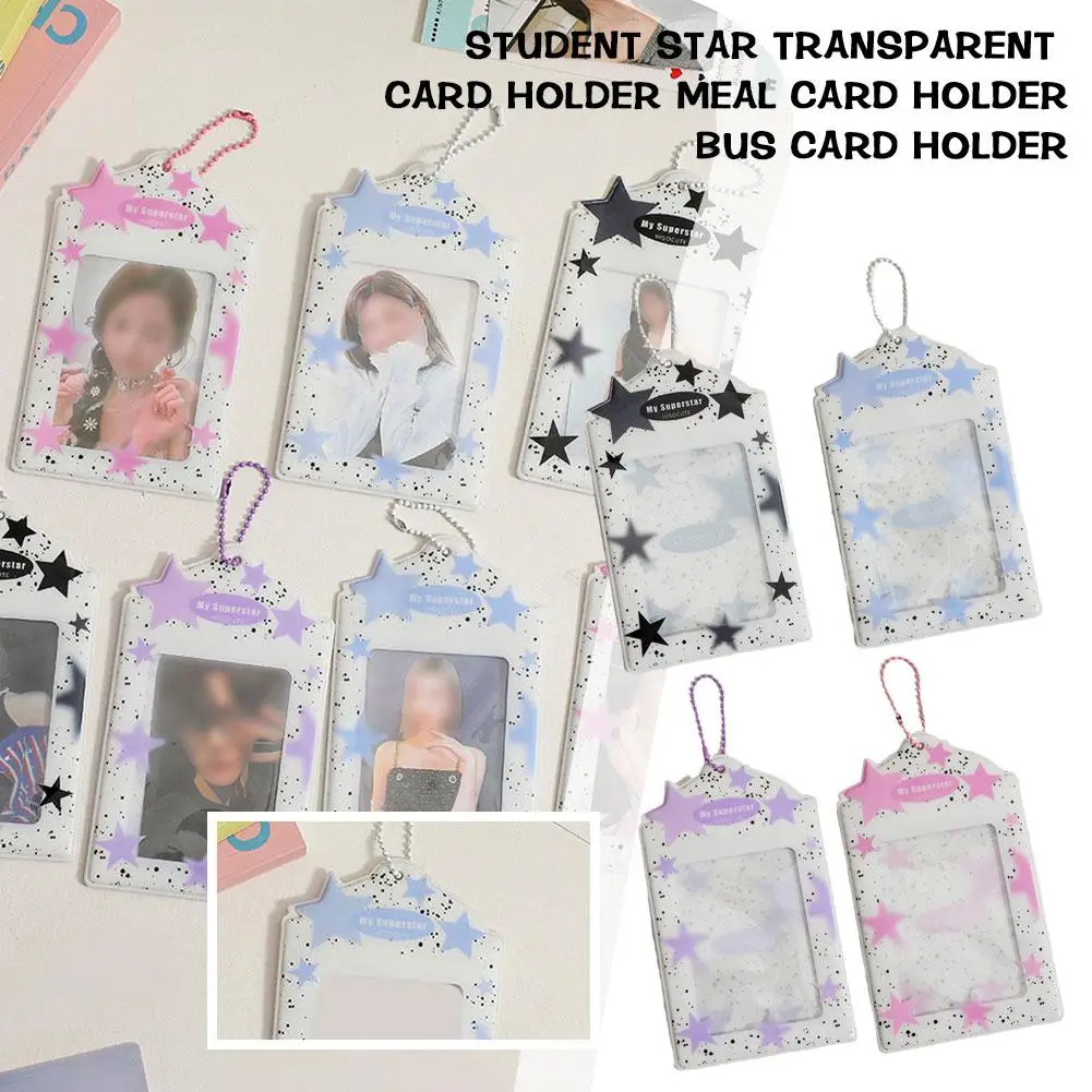 Ins Star Print Photocard Holder portachiavi Kpop Photocard Photo Card Holder Card Instax Kpop studenti Mini protettori L5h9