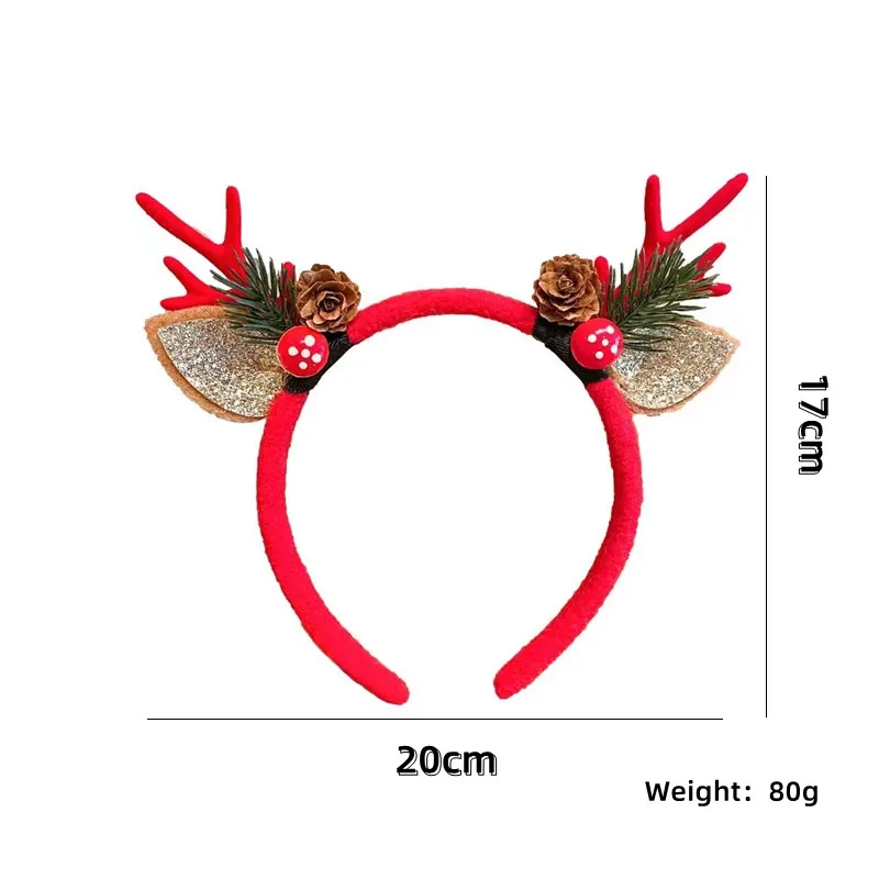 New Super Fairy Deer Horn Ears Resin Plush Elastic Headband Hair Clip Christmas And New Year Party Hair Hoop Accessories