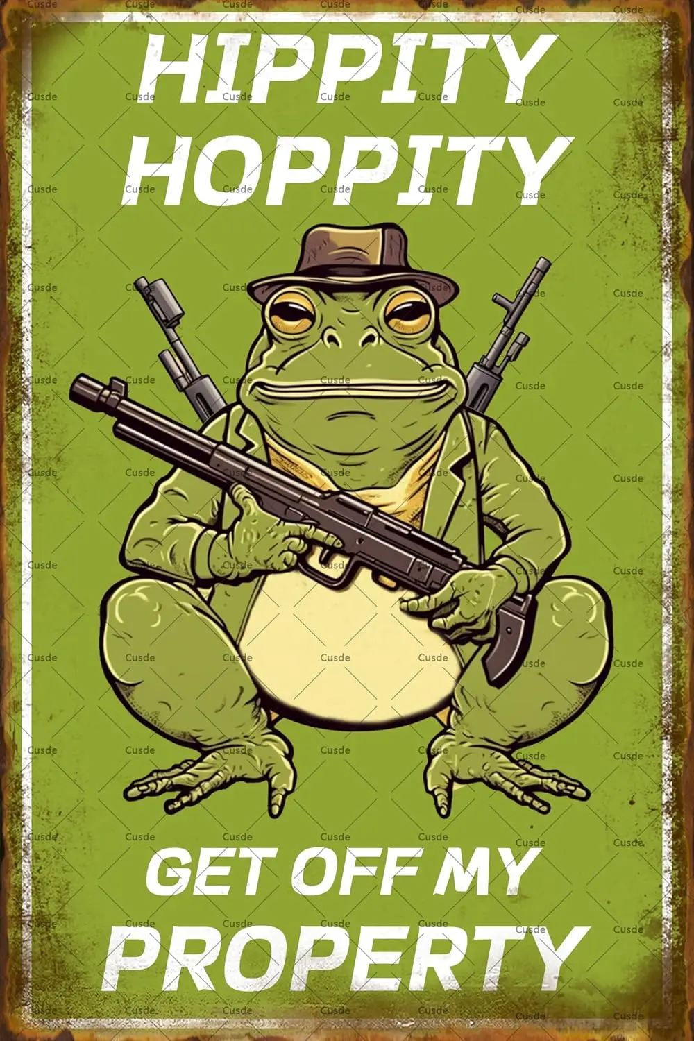 k1,Cusde Funny Poster Vintage Room Decor Hippity Hoppity Get Off My Property Sign No Trespassing plaque Retro Warning Metal Tin
