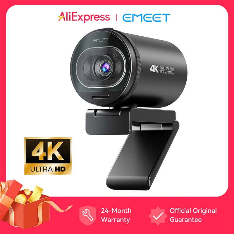 웹캠 4K 스트리밍 웹 카메라 1080P 60FPS USB 카메라 EMEET S600 자동 초점 라이브 스트림 카메라(Tiktok/YouTube용 마이크 포함)