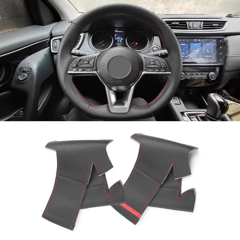 

For Nissan Qashqai X-Trail Rogue (Sport) Leaf Micra Kicks 2018-2020 Altima 2019 Car Steering Wheel Microfiber Leather Cover Trim