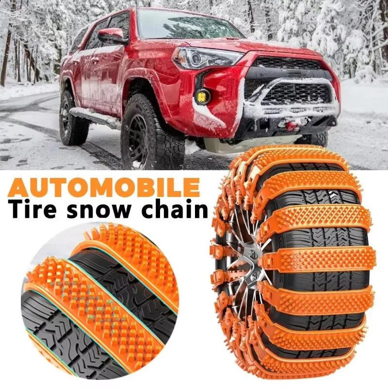 1-10PCS Thickened Rubber Tire Chains Universal Anti Slip Non Scratch for Car SUV Sedan Van Snow Emergency Traction Aid