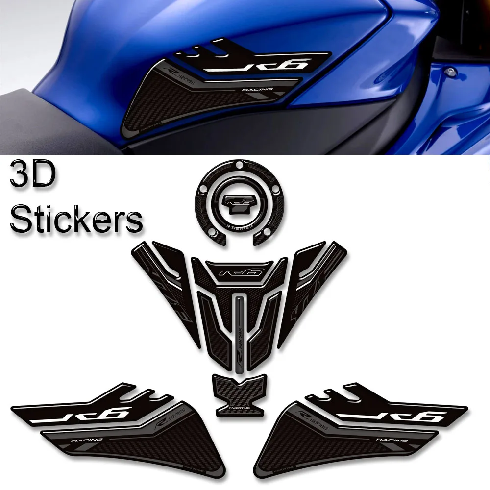 

2017-2025 New Motorcycle Tank Pad TankPad Cap Grips Gas Fuel Kit Knee Stickers Decals Protection For Yamaha YZF-R6 YZFR6 YZF R6