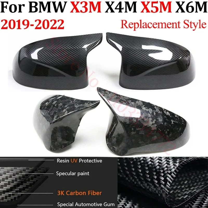 

Real Carbon Fiber Car Rearview Mirror Covers For BMW X3M X4M X5M X6M F95 F96 F97 F98 2019-2022 Side Mirror Shell Frame Replace