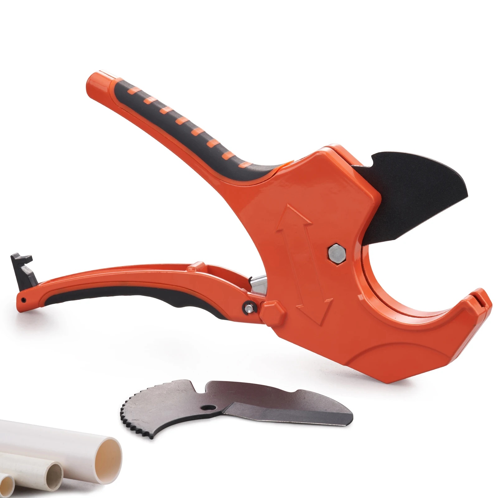 VEVOR PVC Pipe Cutter Ratcheting Tube Cutter Heavy Duty Tube Cutting Tool with Spare SK5 Blade PVC PEX Rubber Plastic Hoses