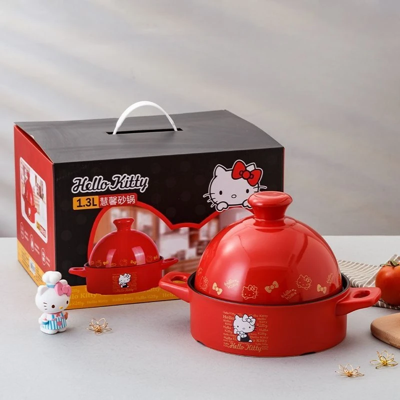 

Новая анимационная мультяшная запеканка Hello Kitty с высоким внешним видом, керамическая, устойчивая к высоким температурам, бытовая кастрюля для супа, тушения