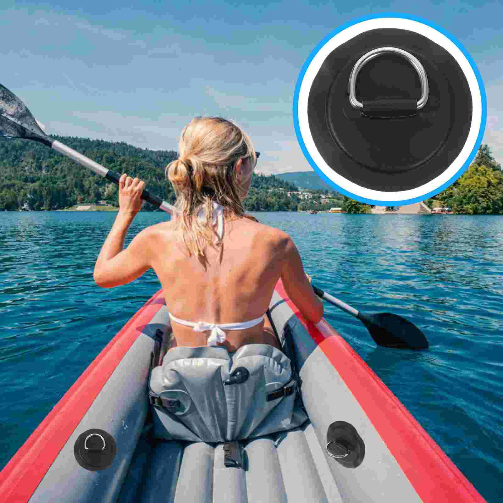 5 Pcs Rubber Boat Rope Buckle Kayak D Ring Patch Trailer Accessories D-shaped Inflatable Rings Paddleboard Stainless Steel