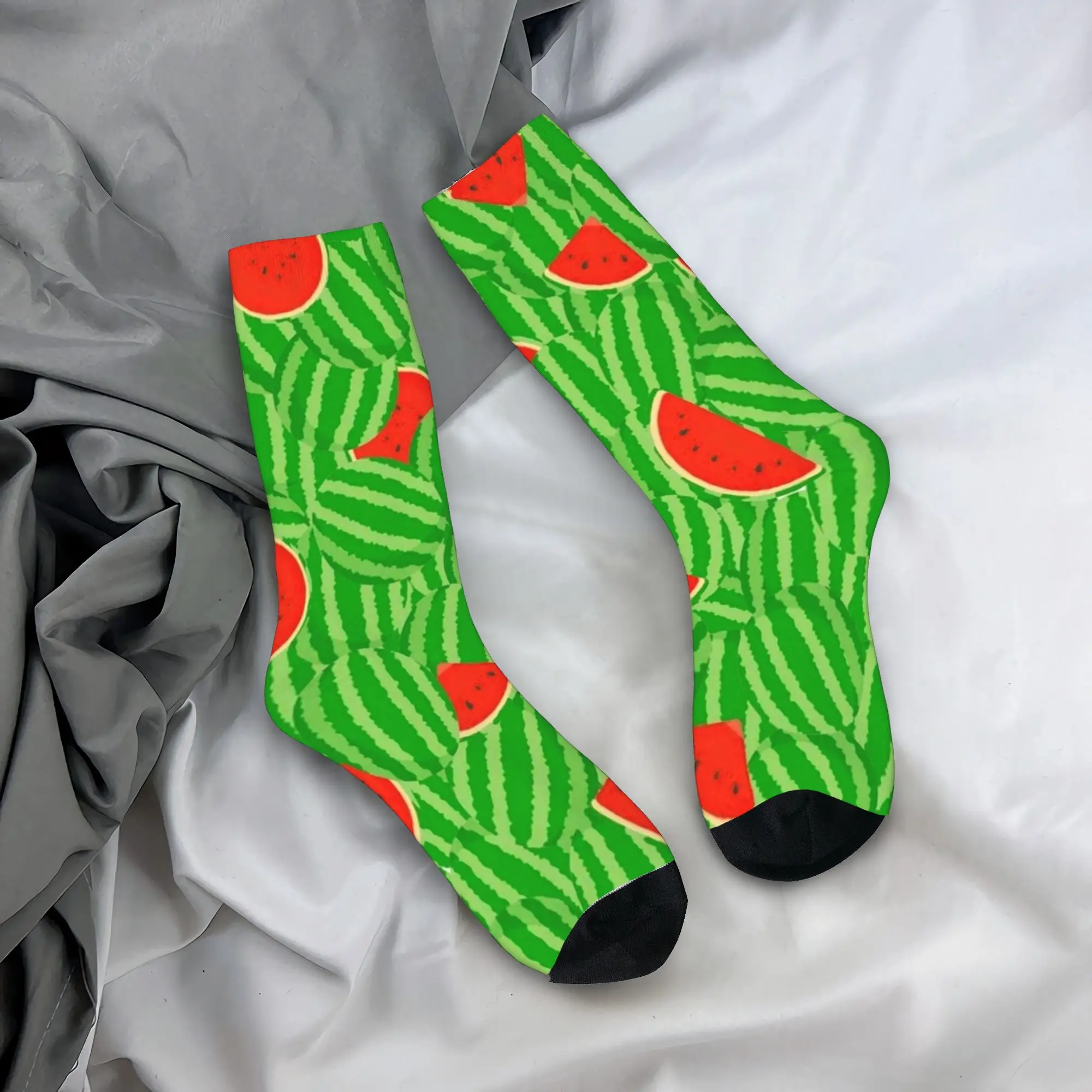 Watermelon Fruit Print Socks Winter  Stockings Modern Men Warm Soft Socks Design Cycling Anti Slip Socks