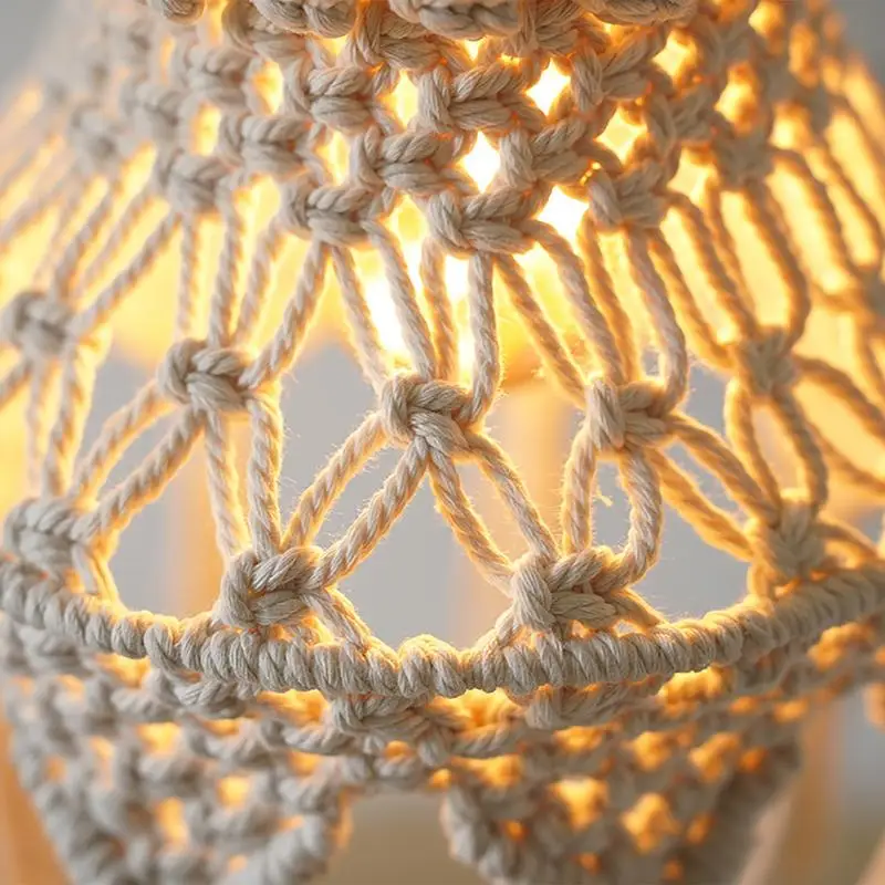 Pendant Lamp Shade Woven Light Cover With Fringes Modern Bedroom Living Room Nursery Dorm Room Bohemian Chandelier Shade Decor