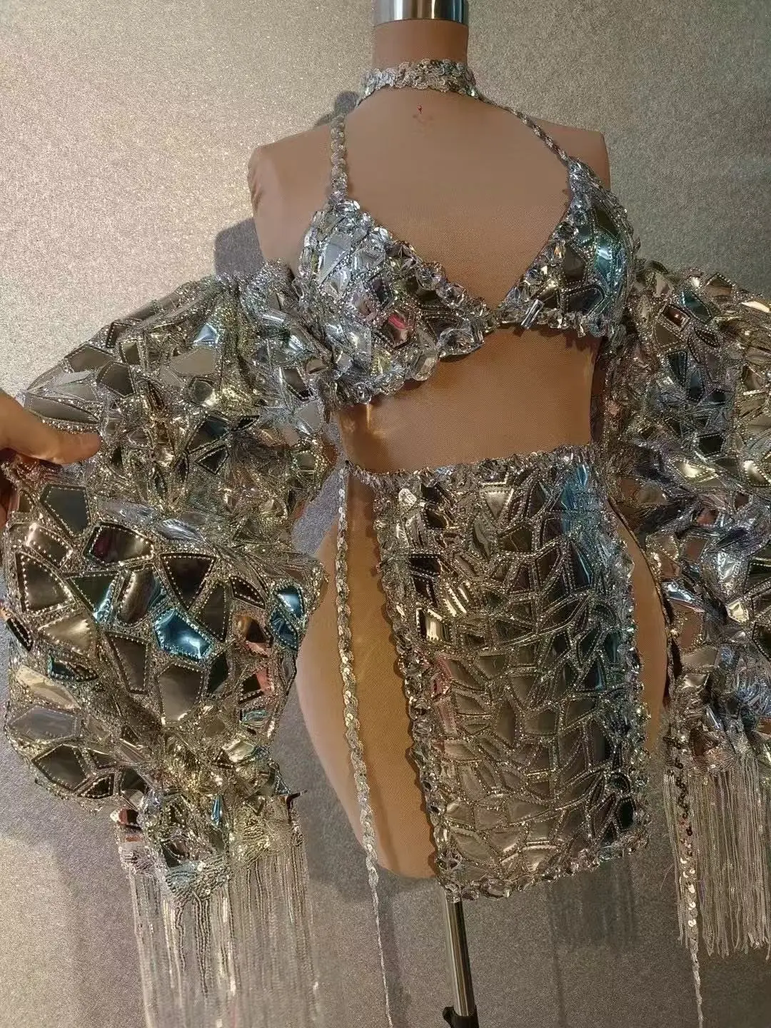 2025 Sexy GOGO Dancer Stage Show Silver Outfit Female Costume Nightclub Bar Dj Drag Queen Stage Performance Costumes DN21317