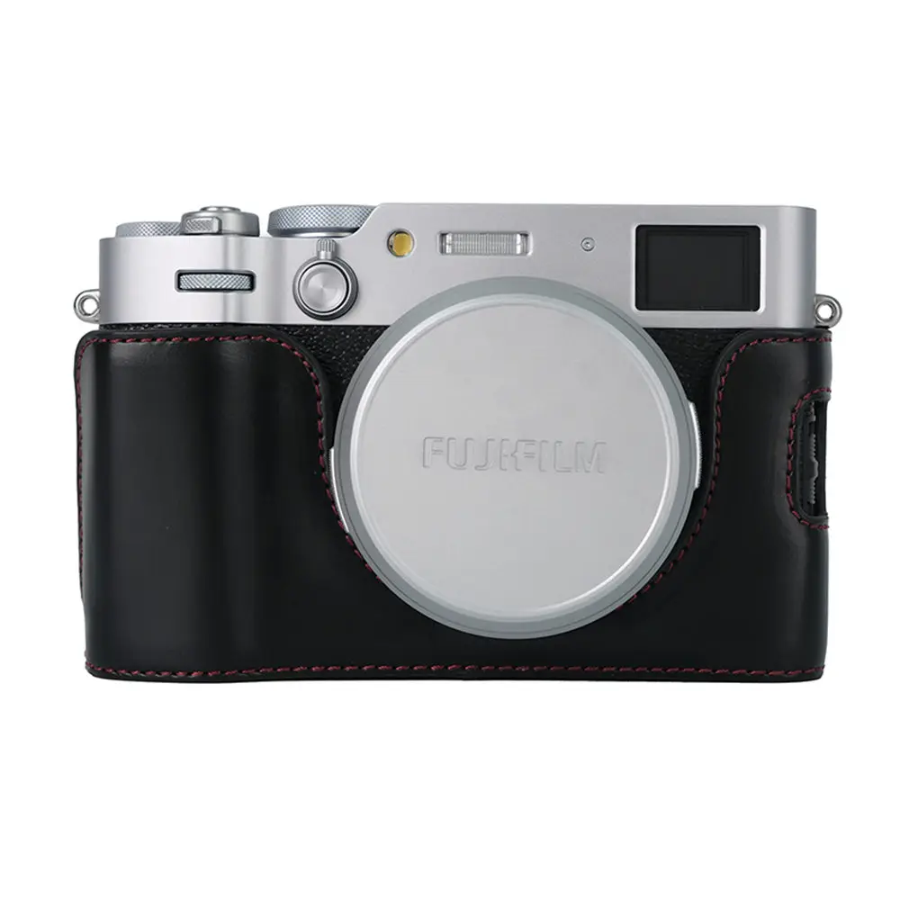 Oily Skin Camera Bag PU Leather Half Body Case for Fujifilm X100VI Fuji x100vi Battery Openning Bottom Cover