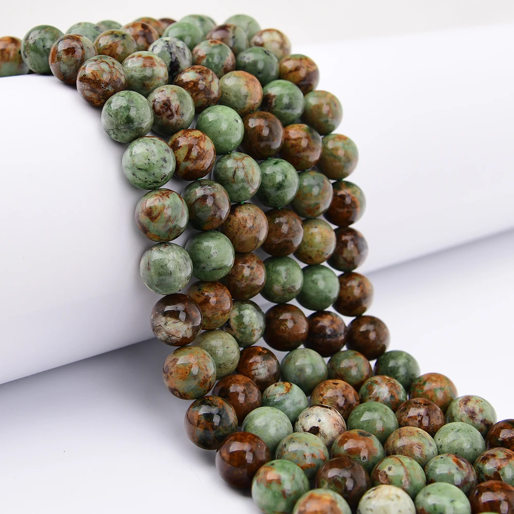 APDGG Big 16mm Natural Mix Color Green Opal Stone Smooth Round Loose Beads 15.5