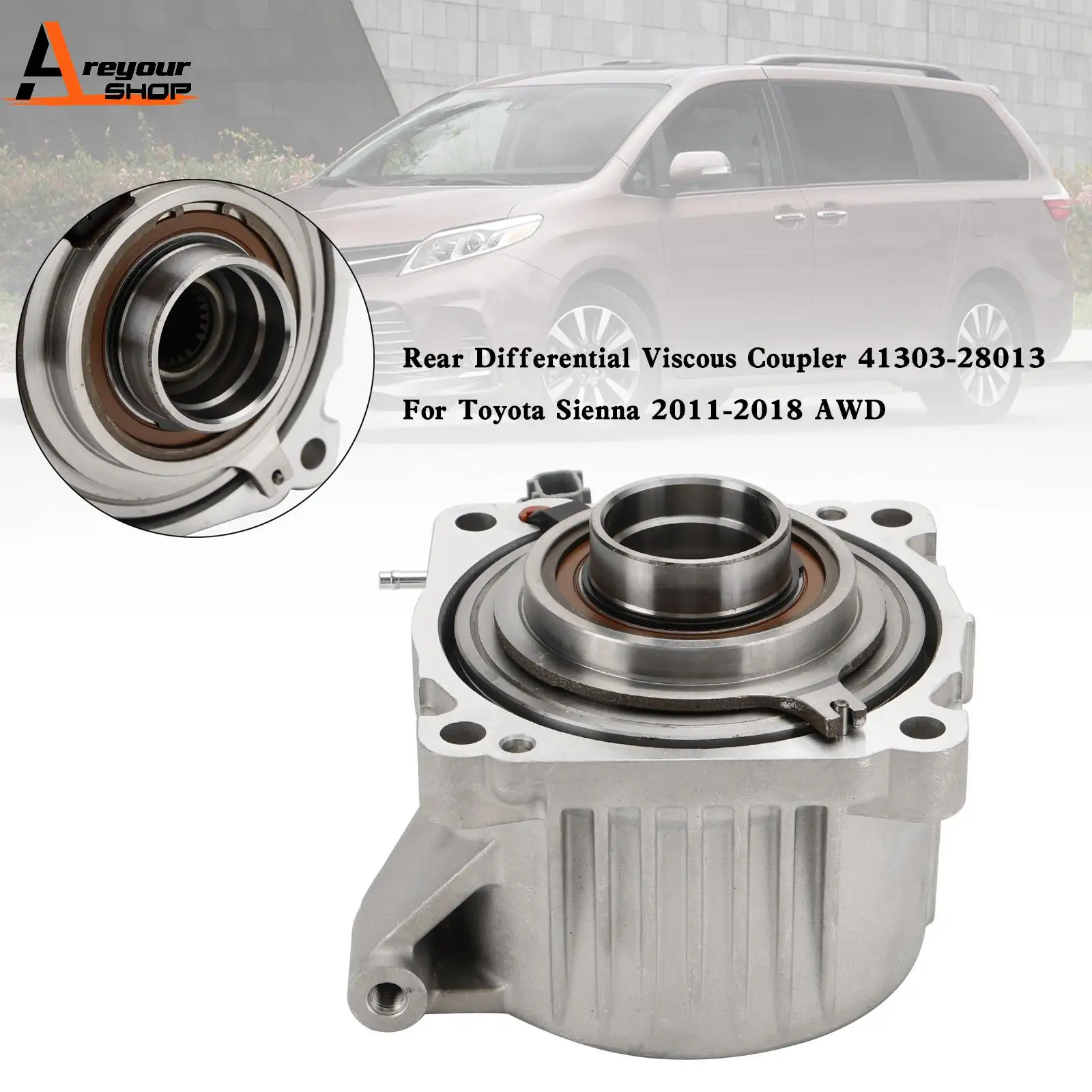 Areyourshop Rear Differential Viscous Coupler 41303-28013 for Toyota Sienna 2011-2018 AWD