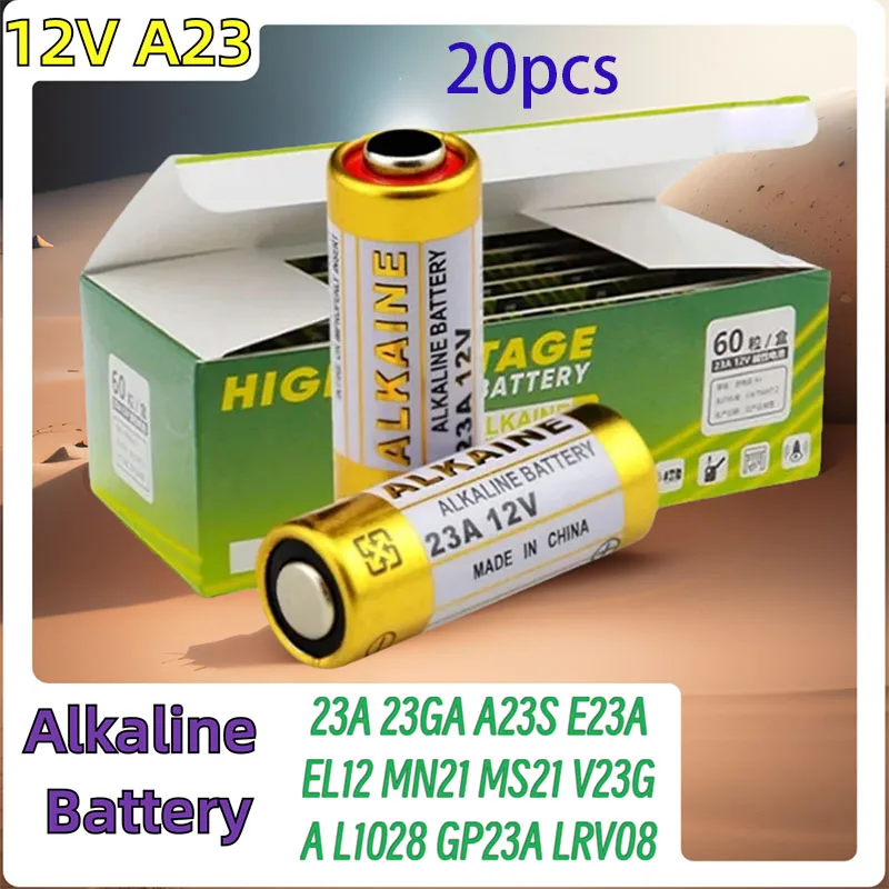 

12V A23 20PCS Alkaline Battery 23A 23GA A23S E23A EL12 MN21 MS21 V23GA L1028 GP23A LRV08 For Remote Control Doorbell Dry Cell