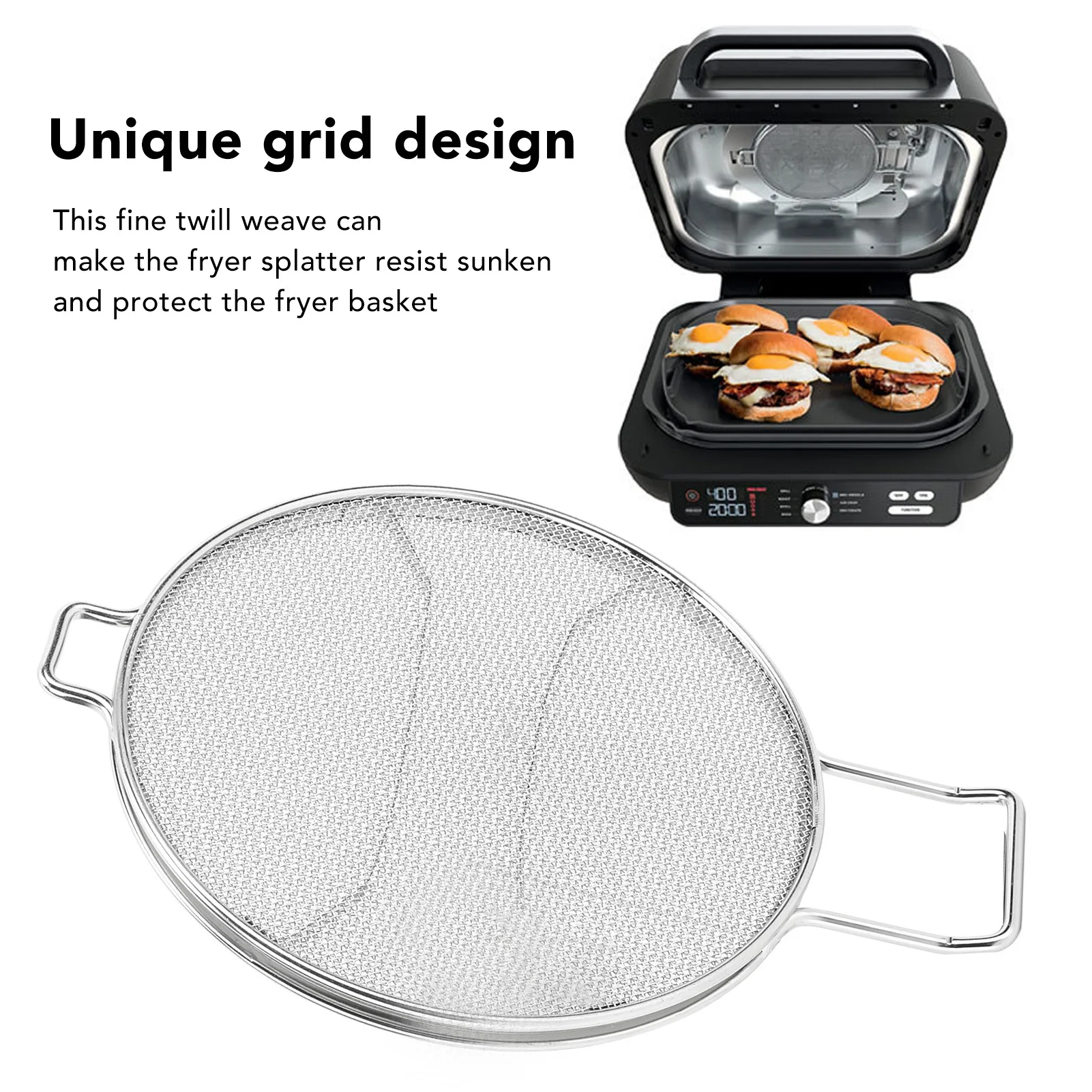 Detachable Stainless Steel Splatter  Splatter Screen Oil Proofing Lid Replacement for Foodi IG651 Fryer Accessories