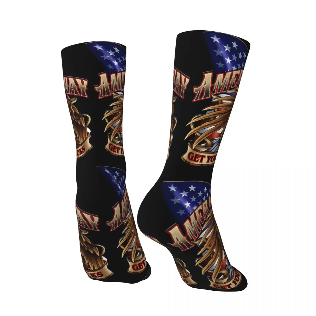 Crazy compression America's Highway Historic Route 66 Sock for Men Harajuku Highway 66 Quality Pattern Crew Sock Novelty