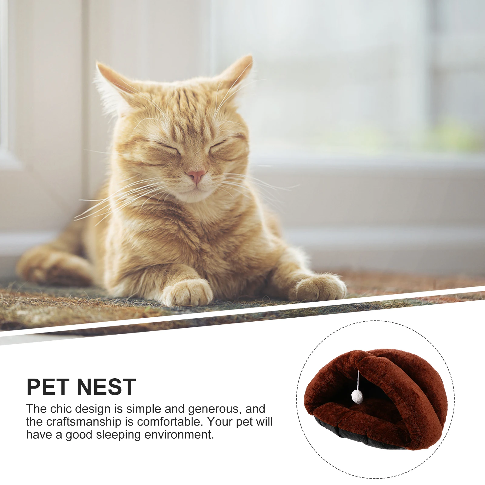 

Lovely Triangle Pet Bed Cat Nest Cushion Thick Warm Kitten Sleeping Cave Windproof Comfortable Mat For Small Pets Home