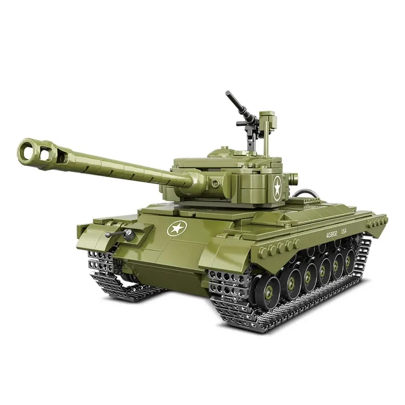 

764Pcs Military The Soviet Union M26 Tank Building Blocks Army WW2 Bricks Weapon Soldier Figures Children Boy Toys