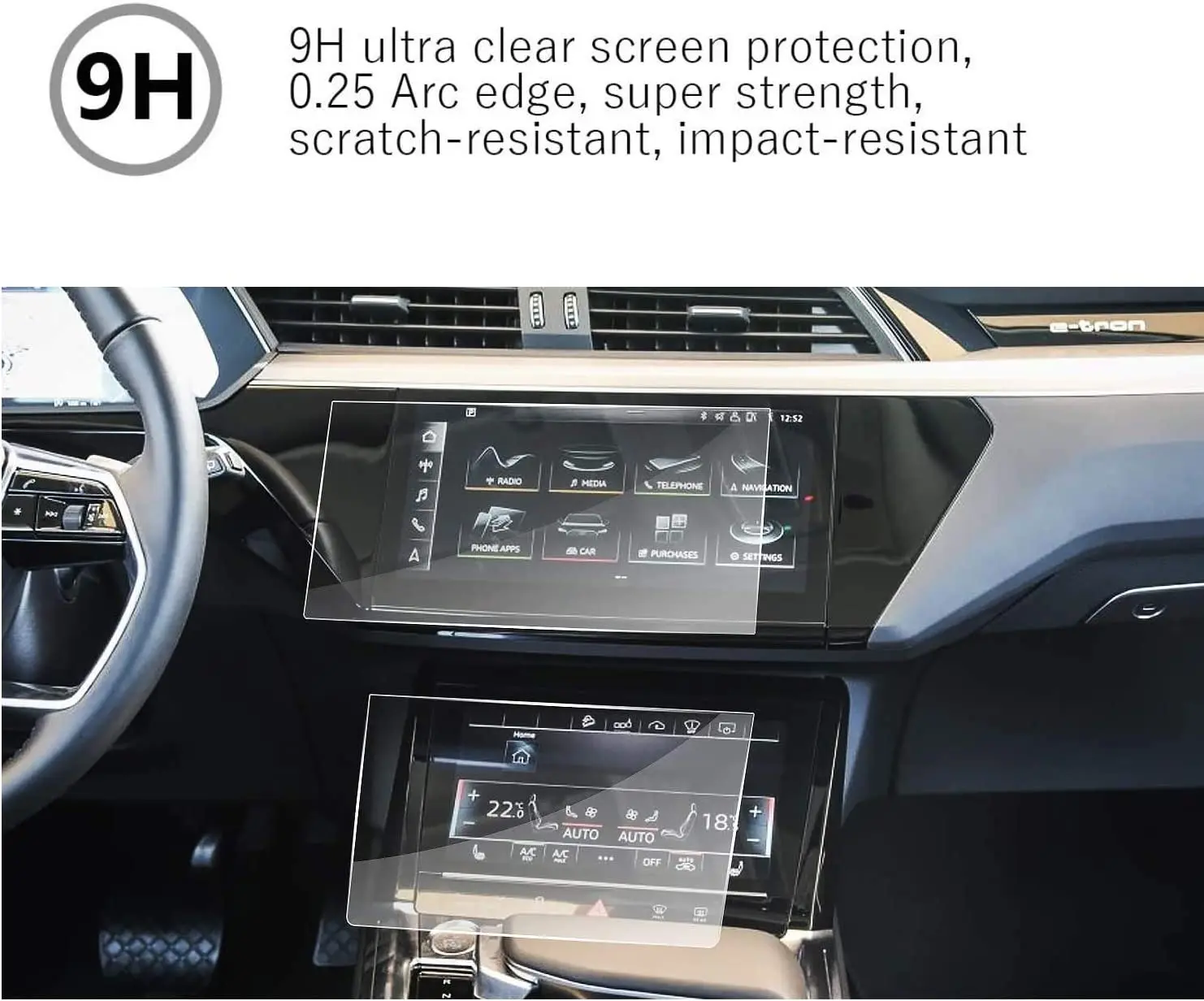 Tempered Glass Screen Protector Compatible with 2019-2023 Q7 Q8 E-Tron GPS Touch Screen,Protecting Audi TouchScreen,