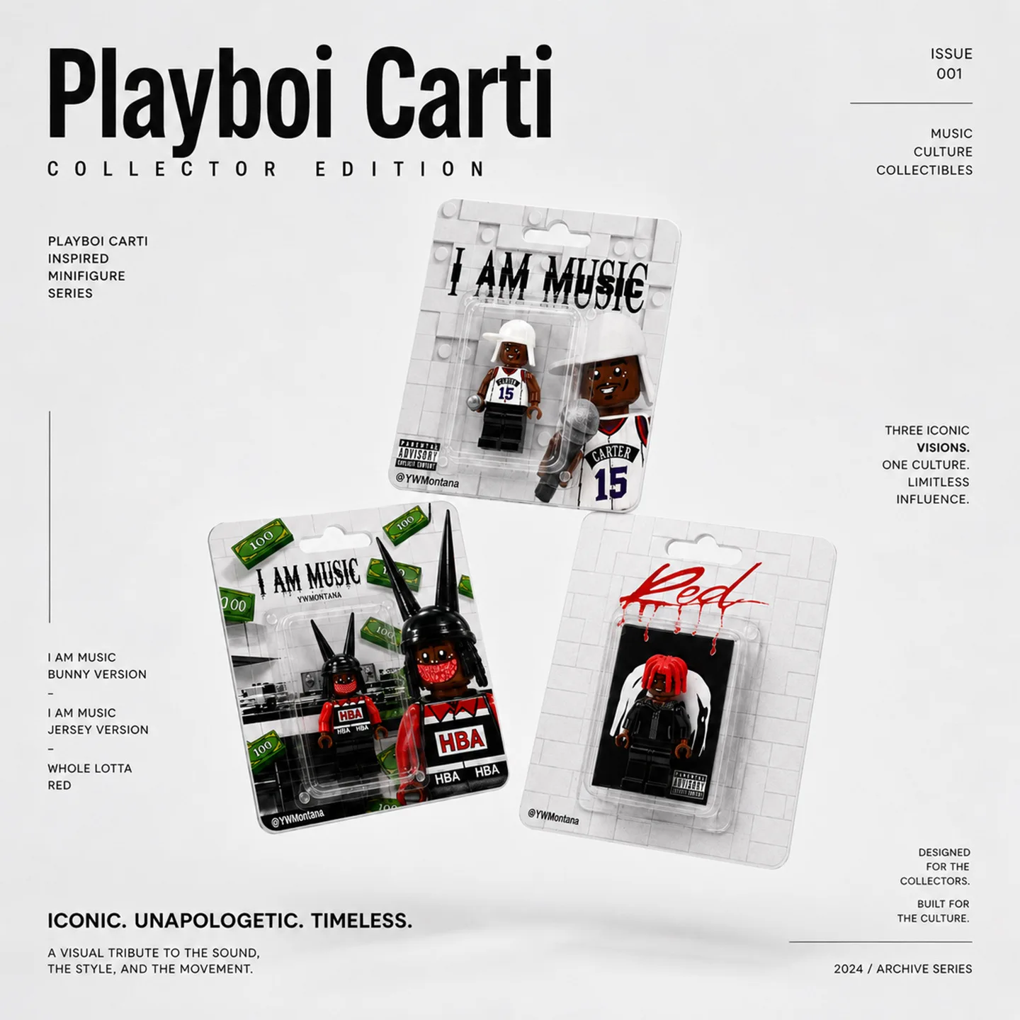 YWMontana Figurine de collection Playboi Carti I Am Music Album, jouet artisanal pour les fans de hip-hop, décoration à poser
