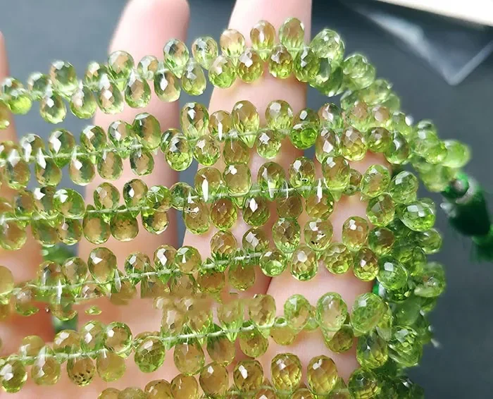 

Loose Beads Green Peridot Drop Faceted 4-6mm 20cm for DIY Jewelry Wholesale Charm Energy Beads Nature Gem Stone