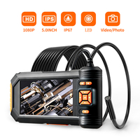 Endoscope Camera 5 inch IPS Screen HD 5.5mm lens Inspection Camera IP67 Waterproof with 6 LED Lights for Automotive HVAC Drain