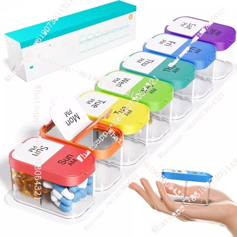 dispenser can be independently disassembled to carry the mini medicine box 14 compartments plastic medicine dispensing box