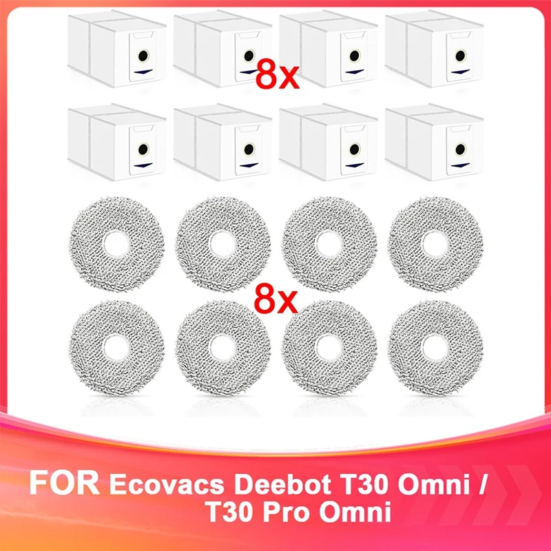 

Y42A-Accessory Set For Ecovacs Deebot T30 Omni / T30 Pro Omni Robot Vacuum Cleaner Replacement Parts Wipes And Dust Bags