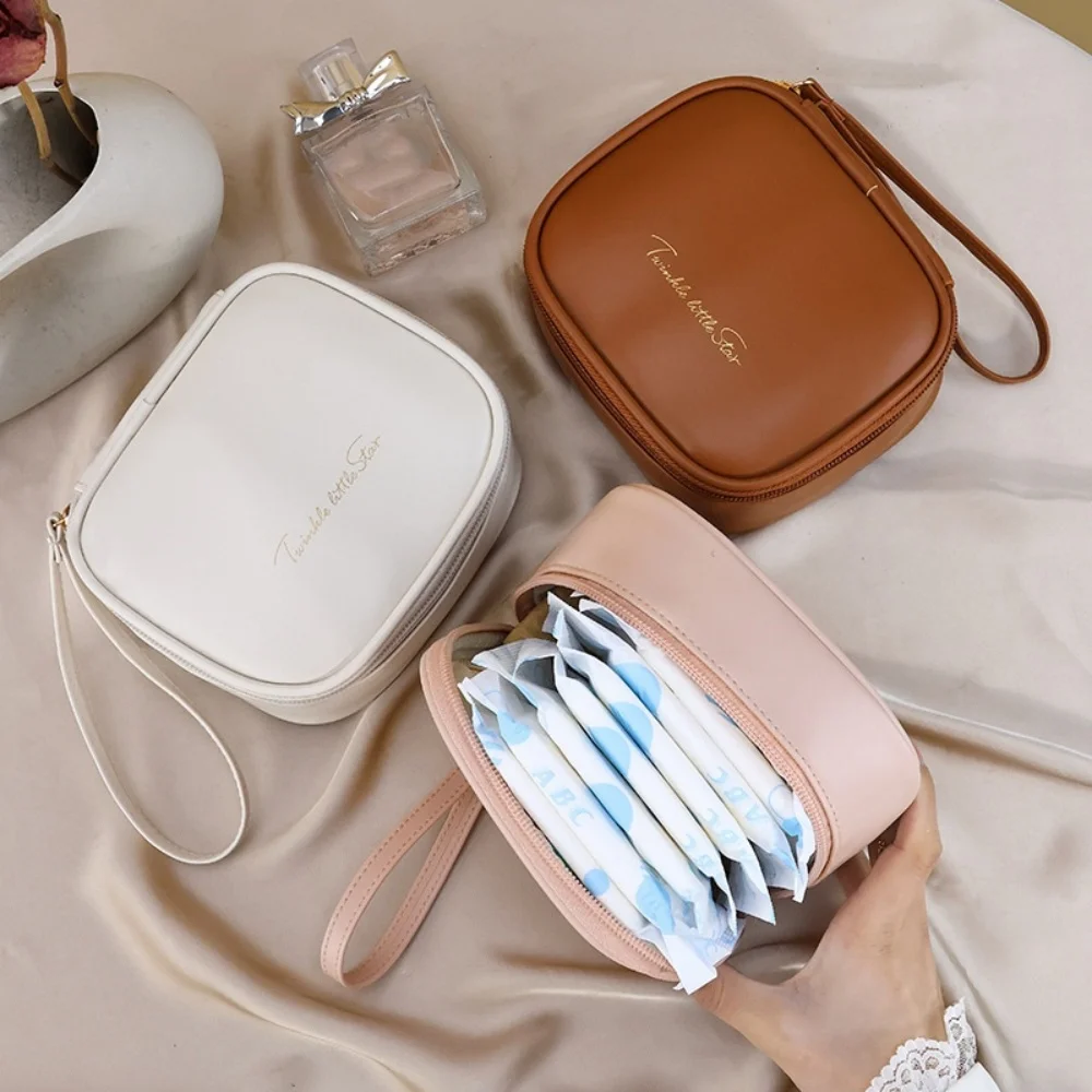 

Small Square Makeup Bag PU Leather Women Lipstick Cosmetic Bag Travel Essential Toiletry Storage Bag Portable Cable Digital Bags