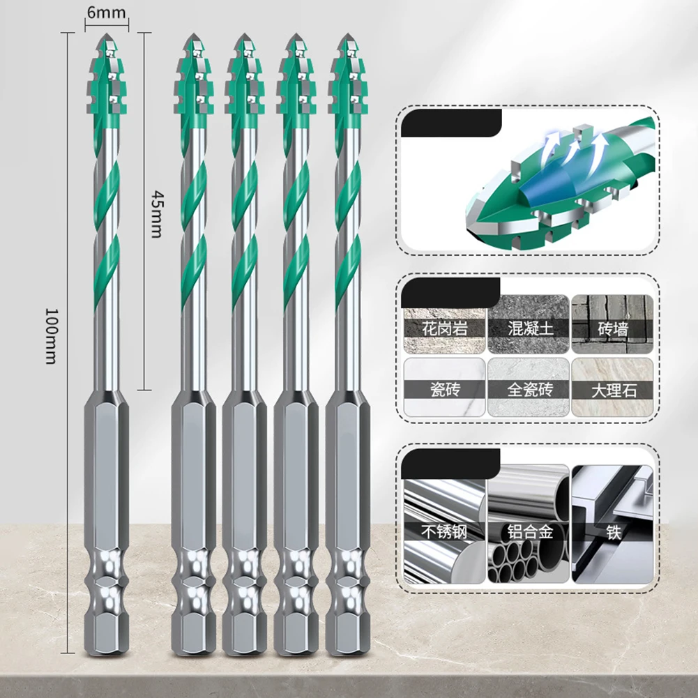 

6mm Serrated Drill Bit Four Edge Drill Bits For Glass Wood Concrete Carbide Drill Bits Wear Resistance Accurate Drilling