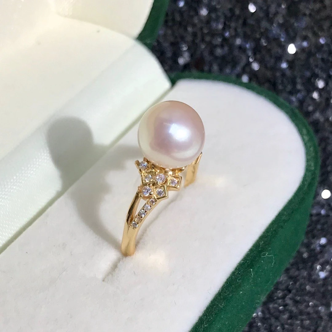 

S925 Sterling Silver Adjustable Ring Mount Settings Findings Mountings Accessory Parts Fittings for 9-10mm Pearls 5pcs/lot