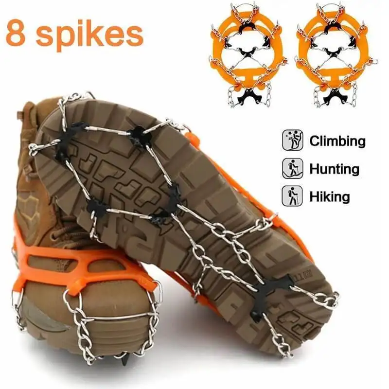 Portable Manganese Steel Crampons Snow Non Slip Climbing Shoe Cover Crampons Cleats Ice Gripper For Spikes Hiking Winter Mangane