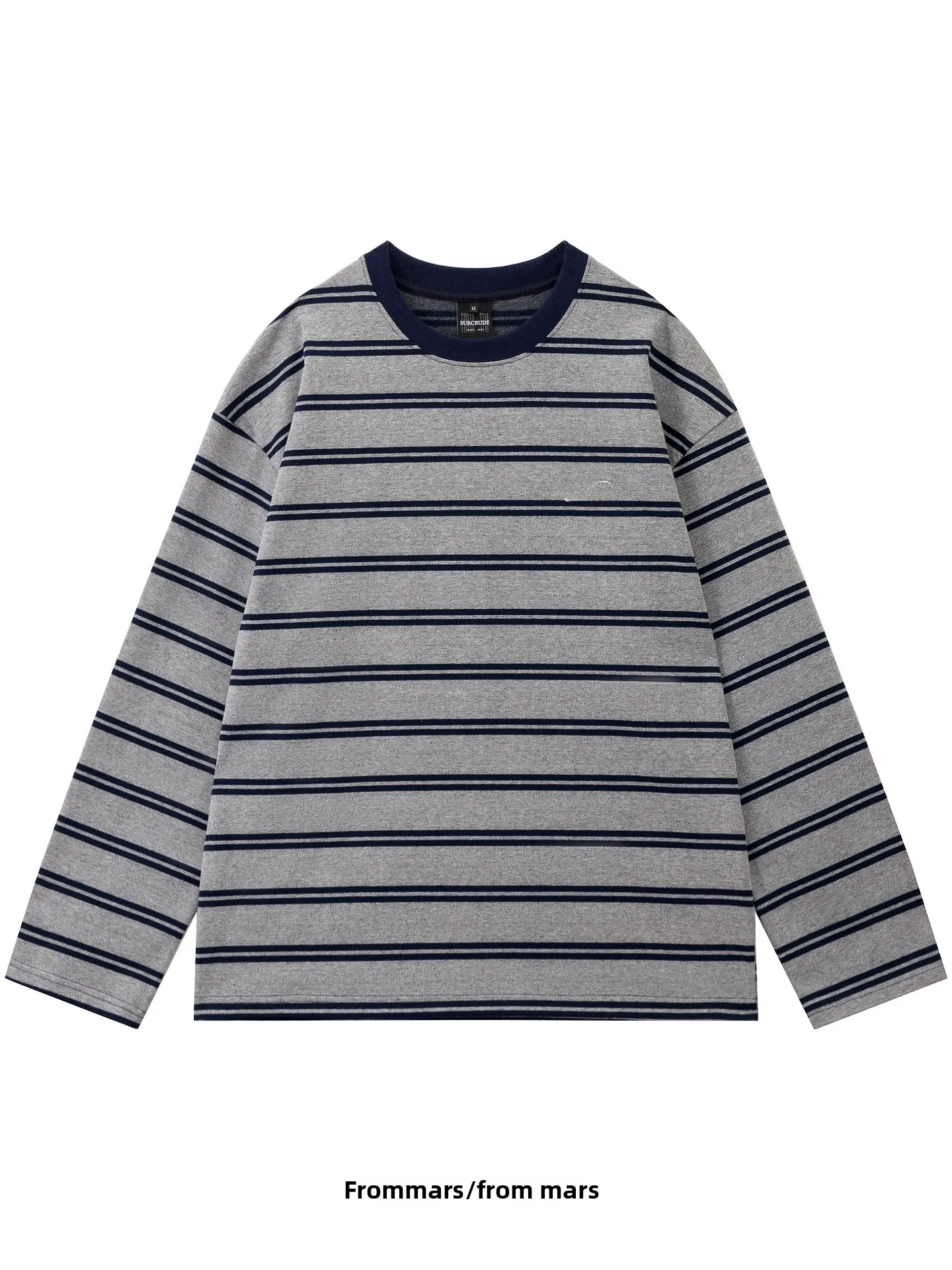 

Футболка свободного кроя с длинным рукавом, круглым вырезом, в полоску, с цветовыми блоками, повседневная, универсальная, удобная, дышащая, хлопковая, для ежедневной носки