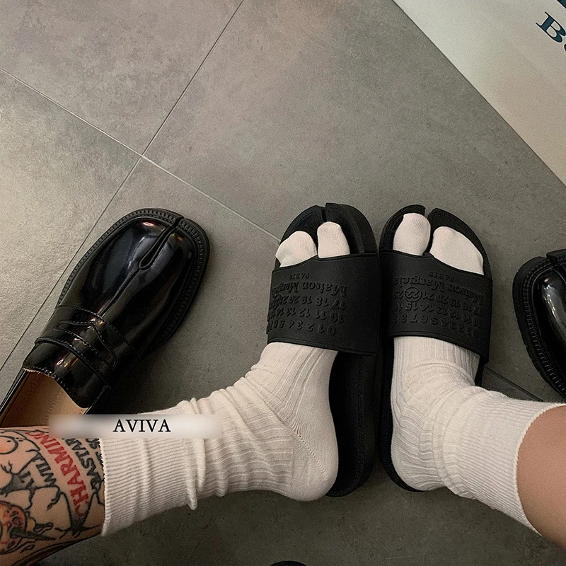 Algodão penteado Split Toe meias para as mulheres, monocromático, simples, confortável, macio, dois-Toed, japonês, Harajuku, alta qualidade