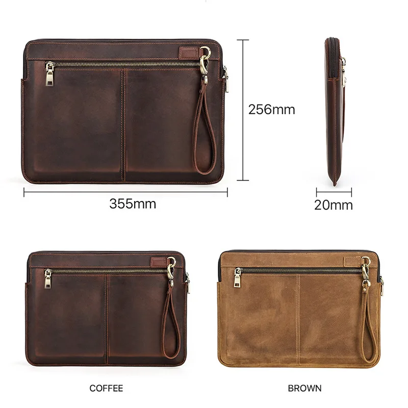 حافظة ماك بوك اير 13.3 من الجلد الطبيعي، منظم للكمبيوتر المحمول، حقيبة أعمال رفيعة محمولة باليد