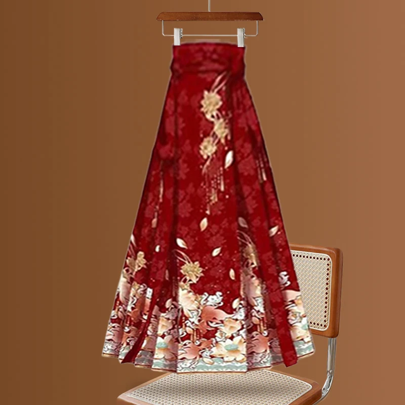 

New Chinese Sle Design Sensation Hanfu Semi-Body Skirt 2025 New Year's Faion Meat Covering National Sle Improved Ma Fac...