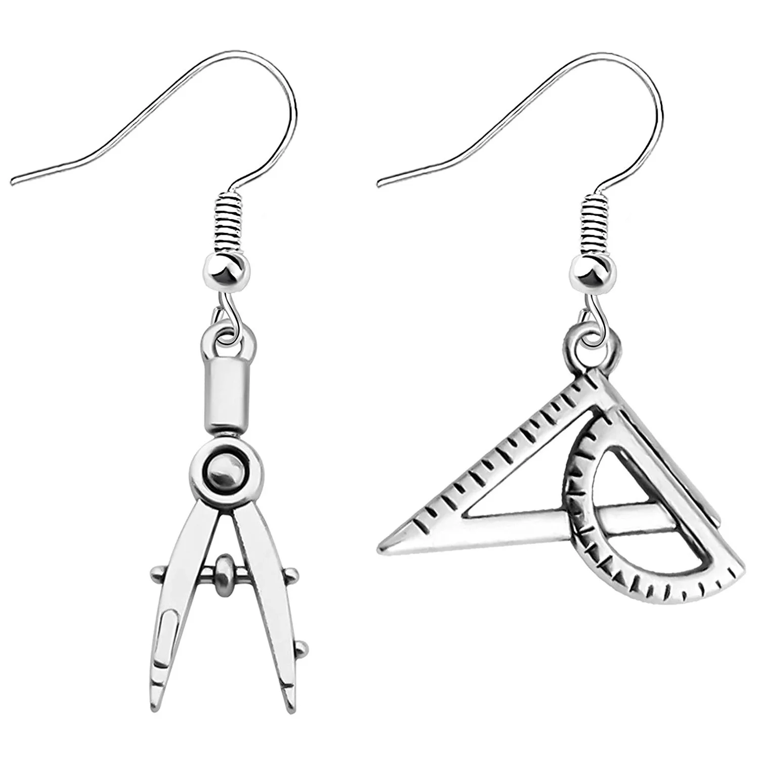 Design Construction Professional Engineer Creative Compass Triangle Ruler Earrings Physics Lover Women Pendant