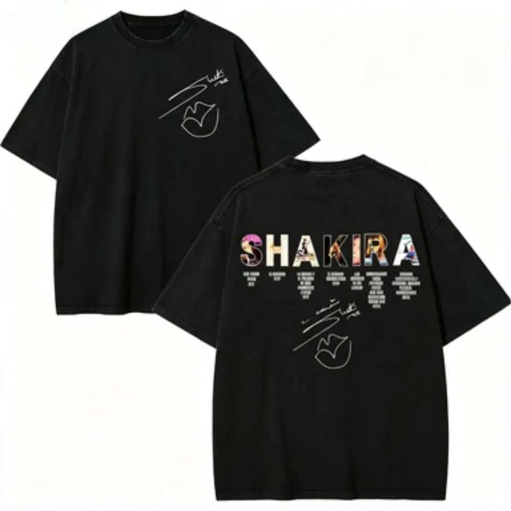 Vintage Washed Shakira Las Mujeres Ya No Lloran World Tour 2026 Merch T-shirts Men Women High Quality Fashion Oversized T-shirt